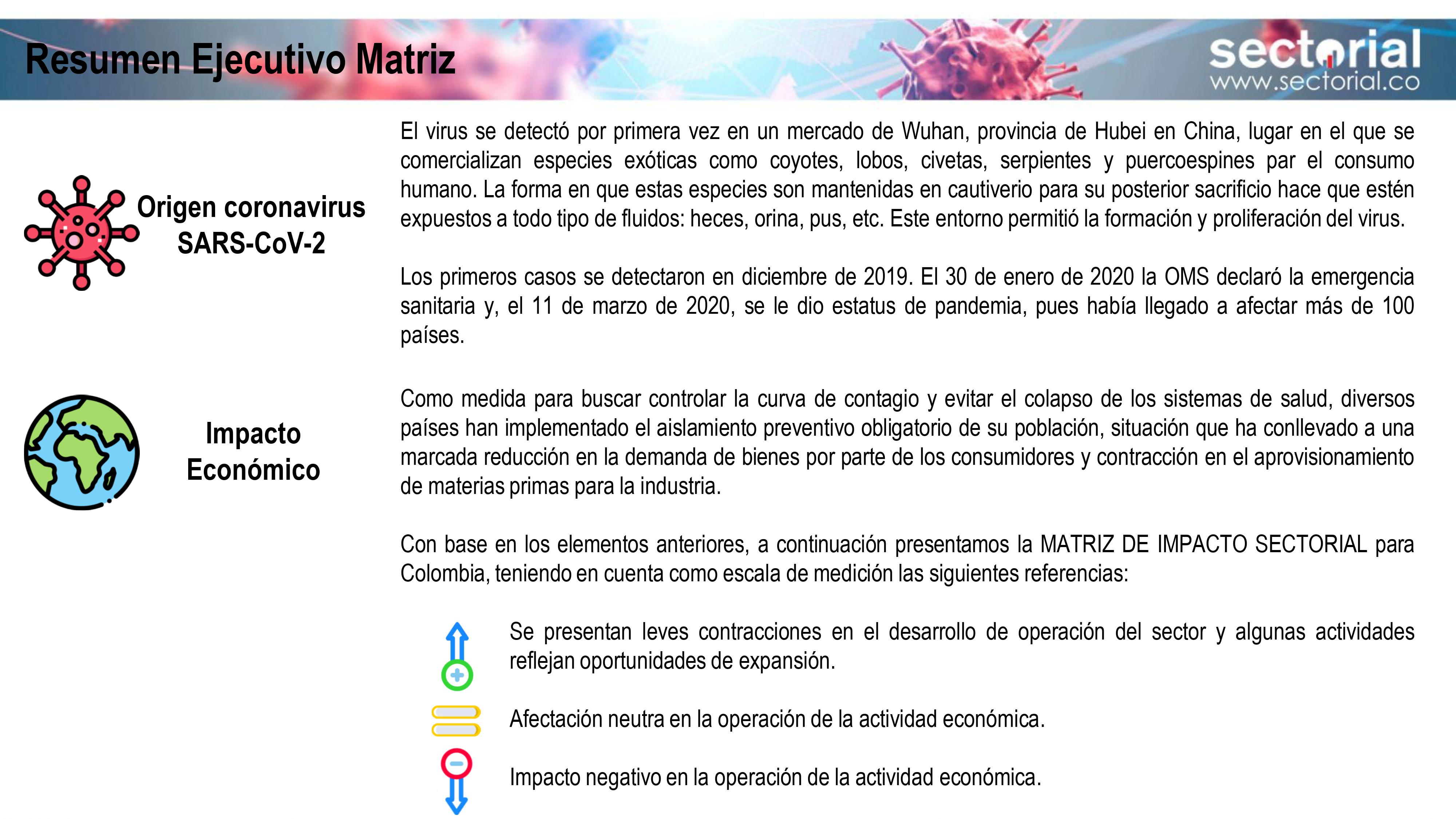 Matriz de Impacto Sectorial por Coronavirus